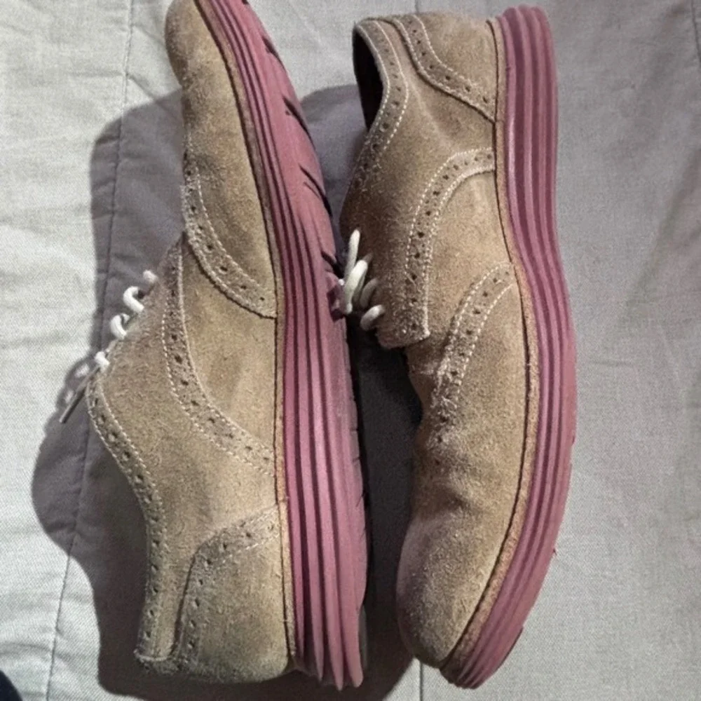 Cole‎ Haan LunarGrand Suede Wingtip Oxfords 11.5 Taupe